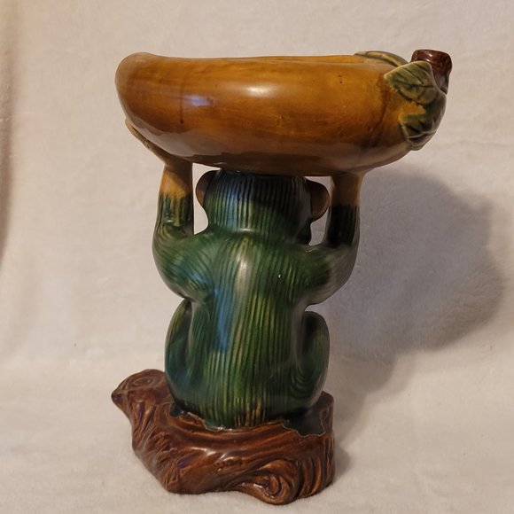 Vintage Hand Painted Majolica Monkey with basket/dish on Head - Picture 3 of 8